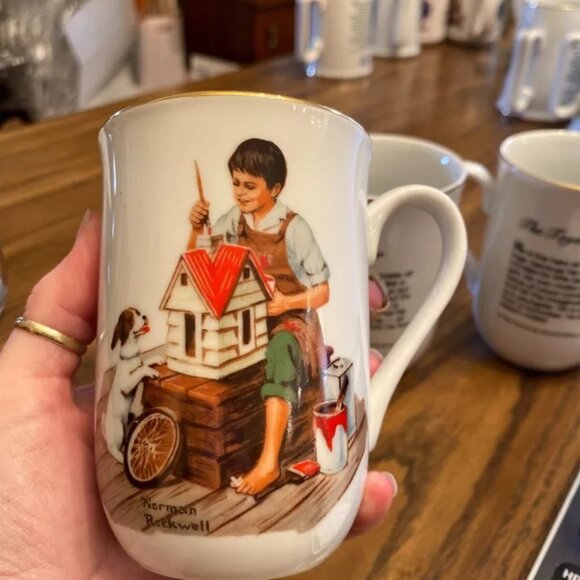 4 Vintage Norman Rockwell Museum Collection Coffee Cups Mugs 1982 Made In Japan - Picture 4 of 7
